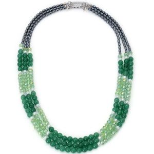 Jade, Hematite, Green Crystal Necklace